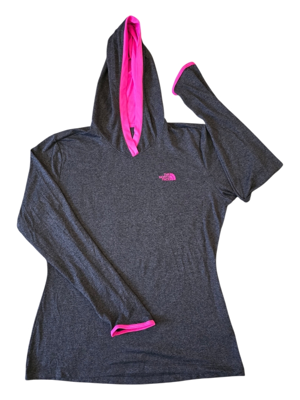 The North Face Flash Dry Women's Hooded Long Sleeve Top Medium Pink Gray